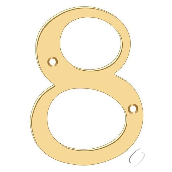 RN6-8 6" Numbers; Solid Brass; Lifetime Brass Finish
