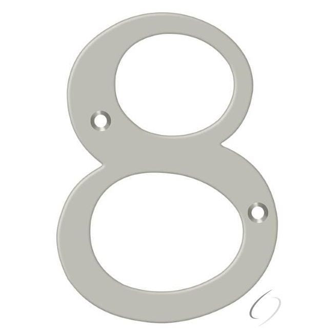 RN6-8U15 6" Numbers; Solid Brass; Satin Nickel Finish