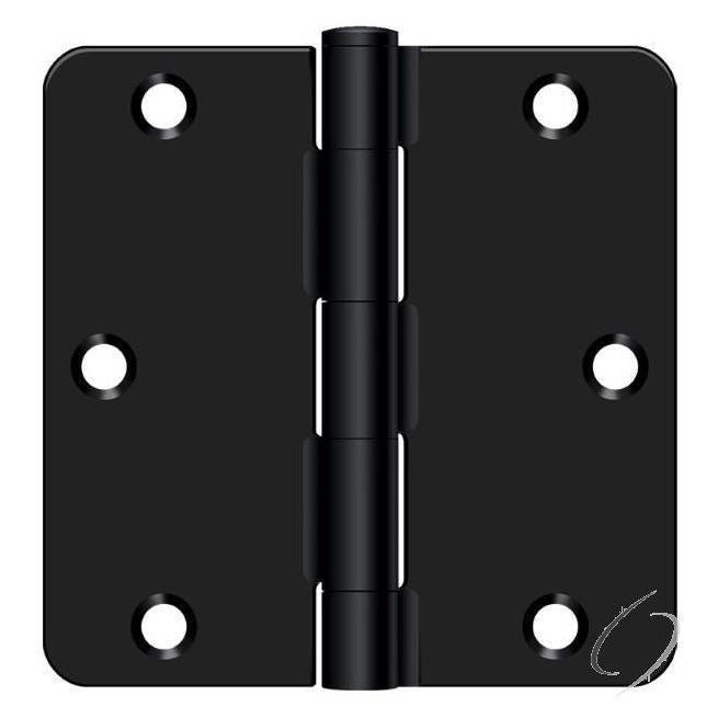 S35R41B 3-1/2" x 3-1/2" x 1/4" Radius Hinge; Residential Thickness; Flat Black Finish