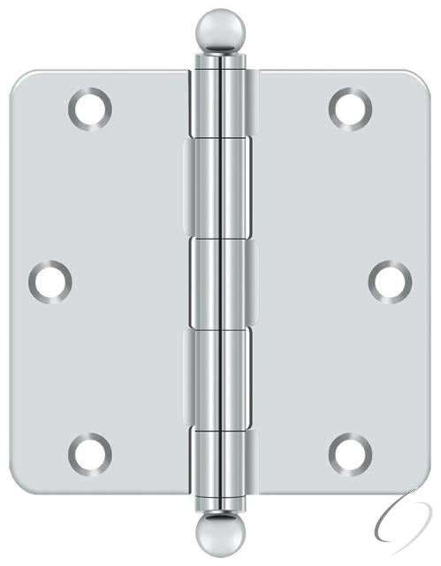 S35R426-BT 3-1/2" x 3-1/2" x 1/4" Radius Hinge; with Ball Tips; Bright Chrome Finish