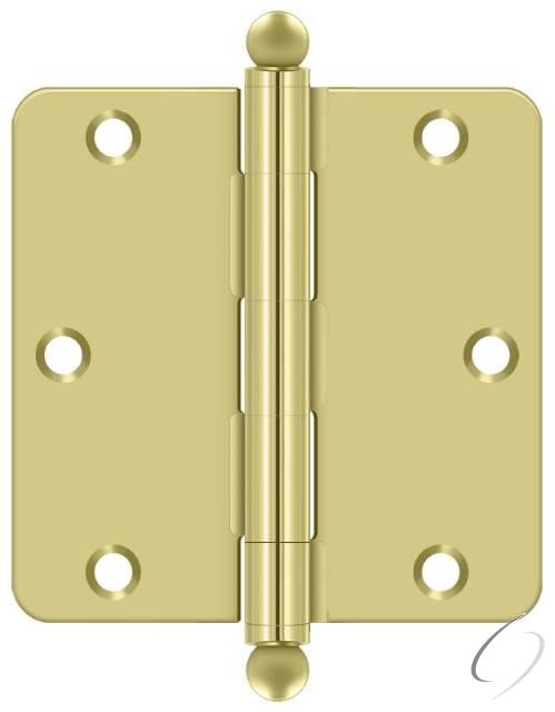 S35R43-BT 3-1/2" x 3-1/2" x 1/4" Radius Hinge; with Ball Tips; Bright Brass Finish