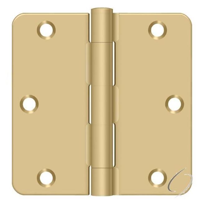 S35R44 3-1/2" x 3-1/2" x 1/4" Radius Hinge; Residential Thickness; Satin Brass Finish
