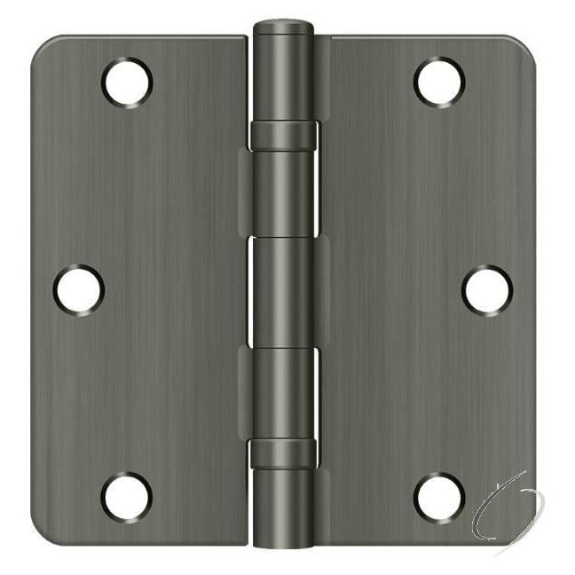 S35R4BB15A 3-1/2" x 3-1/2" x 1/4" Radius Hinge; Ball Bearing; Antique Nickel Finish