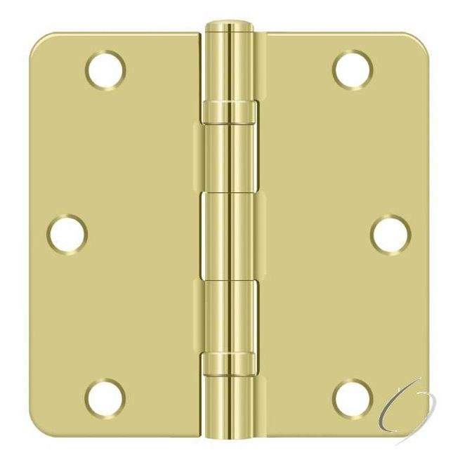 S35R4BB3 3-1/2" x 3-1/2" x 1/4" Radius Hinge; Ball Bearing; Bright Brass Finish