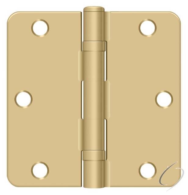 S35R4BB4 3-1/2" x 3-1/2" x 1/4" Radius Hinge; Ball Bearing; Satin Brass Finish
