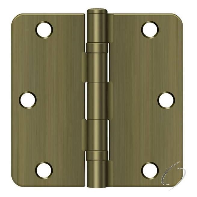 S35R4BB5 3-1/2" x 3-1/2" x 1/4" Radius Hinge; Ball Bearing; Antique Brass Finish