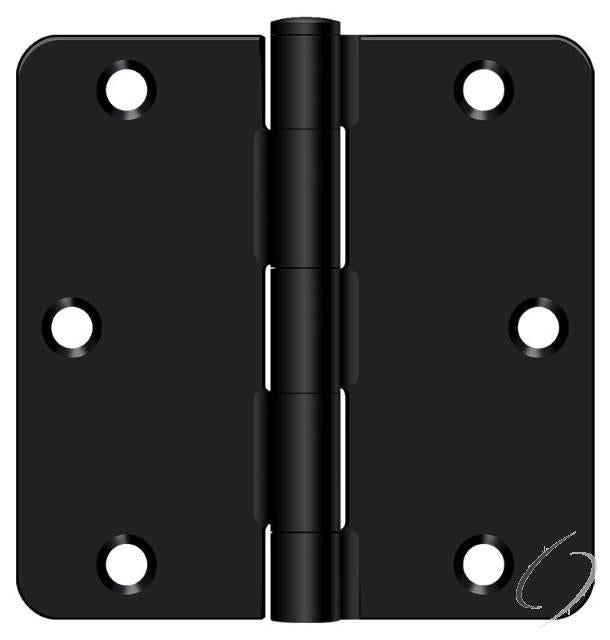 S35R4BK1B 3-1/2" x 3-1/2" x 1/4" Radius Hinge in Bulk Pack; Residential Thickness; Flat Blac