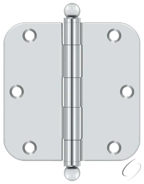 S35R526-BT 3-1/2" x 3-1/2" x 5/8" Radius Hinge; with Ball Tips; Bright Chrome Finish