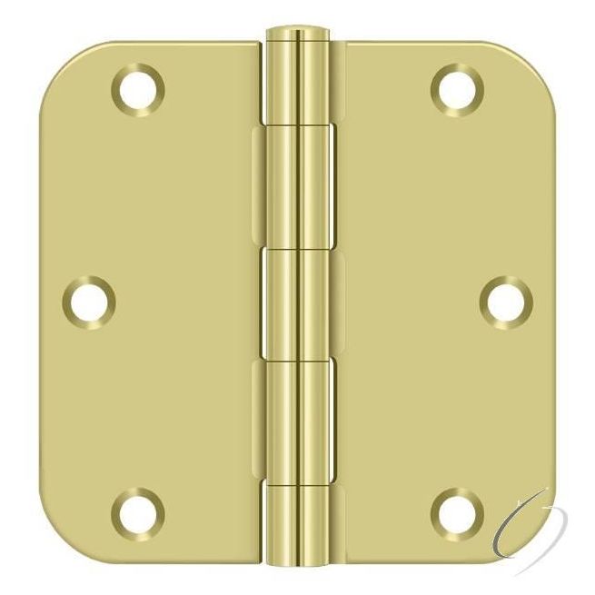 S35R53 3-1/2" x 3-1/2" x 5/8" Radius Hinge; Residential Thickness; Bright Brass Finish