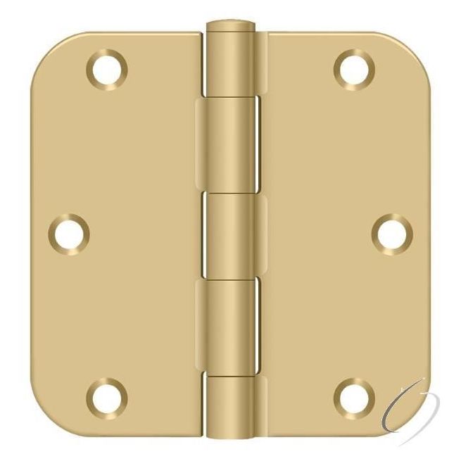 S35R54 3-1/2" x 3-1/2" x 5/8" Radius Hinge; Residential Thickness; Satin Brass Finish