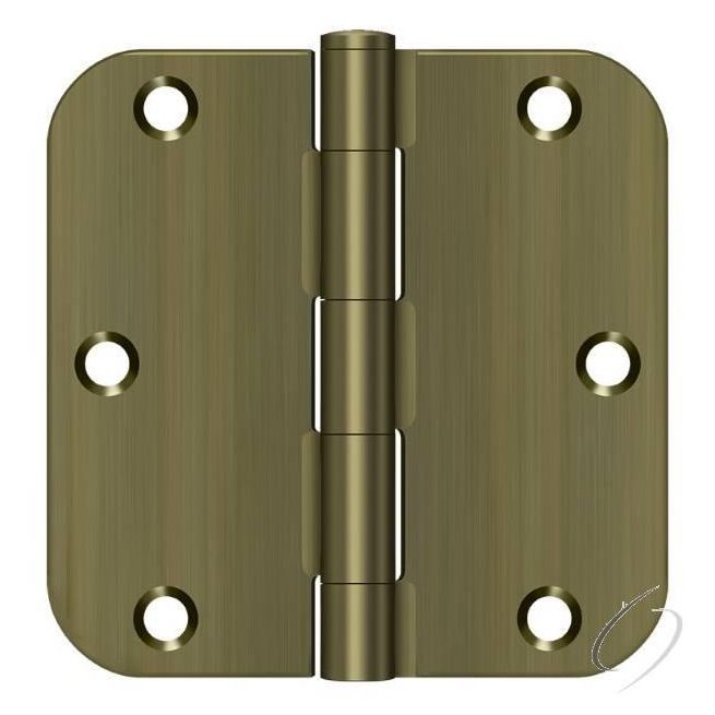 S35R55 3-1/2" x 3-1/2" x 5/8" Radius Steel Hinge - Antique Brass - 2-Pack