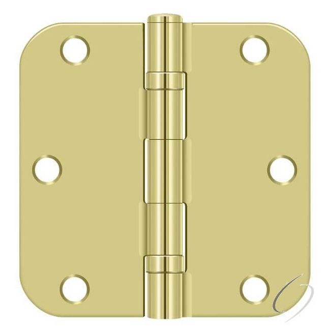 S35R5BB3 3-1/2" x 3-1/2" x 5/8" Radius Hinge; Ball Bearing; Bright Brass Finish