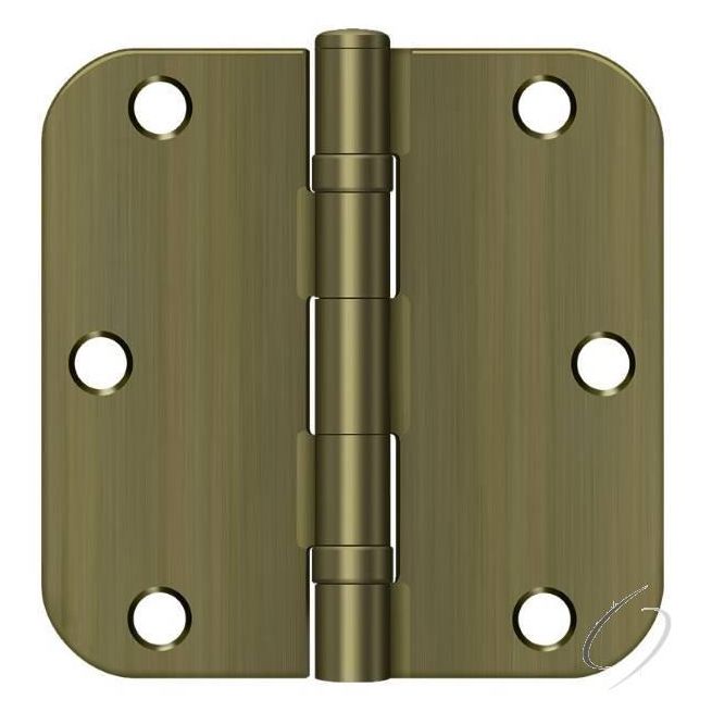 S35R5BB5 3-1/2" x 3-1/2" x 5/8" Radius Hinge; Ball Bearing; Antique Brass Finish