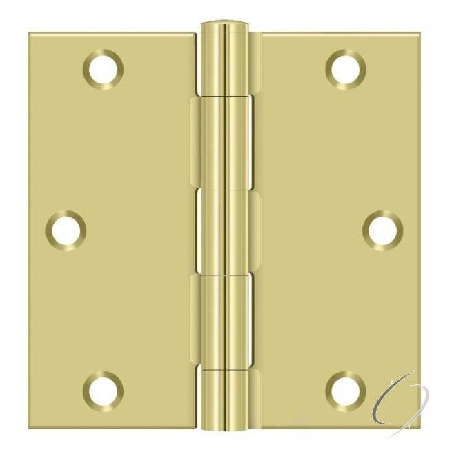 S35U3-R 3-1/2" x 3-1/2" Square Hinge; Bright Brass Finish - 2-Pack