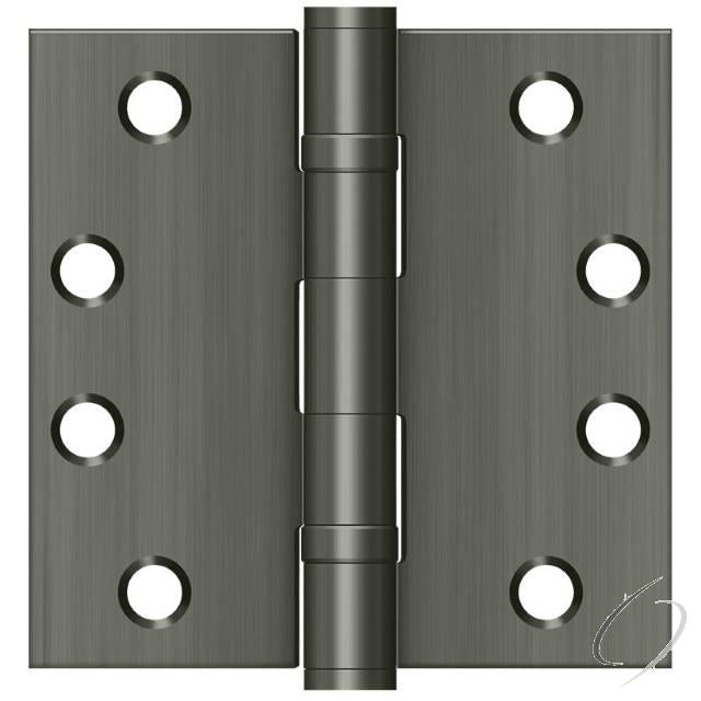 S44HDBB15A 4" x 4" Square Hinge; Heavy Duty; Ball Bearings; Antique Nickel Finish