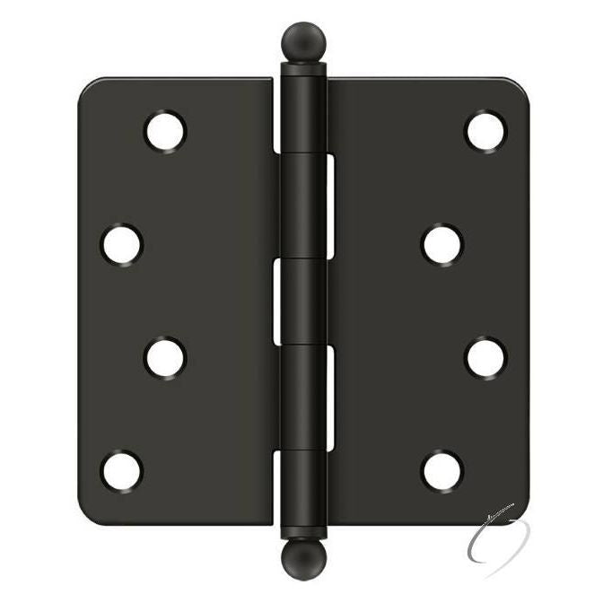 S44R410B-BT 4" x 4" x 1/4" Radius Hinge; with Ball Tips; Oil Rubbed Bronze Finish