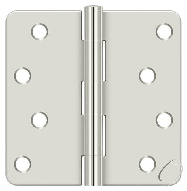 S44R414 4" x 4" x 1/4" Radius Hinge; Bright Nickel Finish