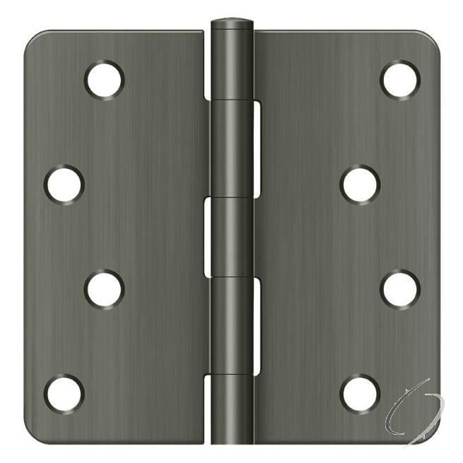 S44R415A 4" x 4" x 1/4" Radius Hinge; Antique Nickel Finish