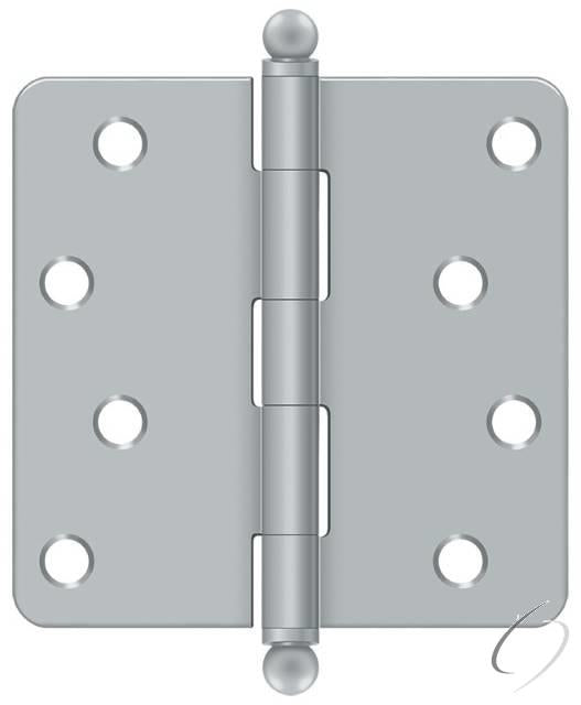 S44R426D-BT 4" x 4" x 1/4" Radius Hinge; with Ball Tips; Satin Chrome Finish