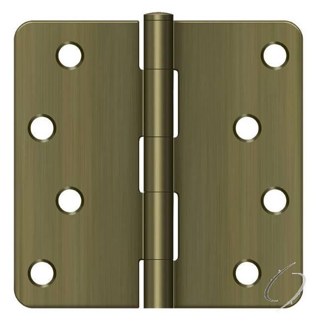 S44R45 4" x 4" x 1/4" Radius Hinge; Antique Brass Finish