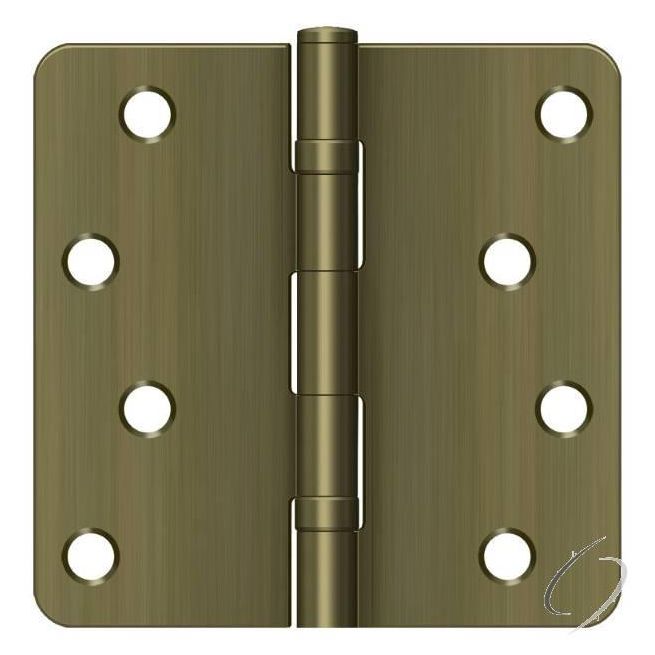 S44R4BB5 4" x 4" x 1/4" Radius Hinge; Ball Bearings; Antique Brass Finish