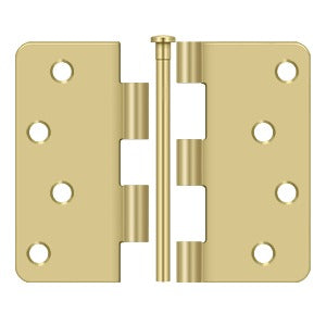 S44R4BK3/4-UN 4" x 4" x 1/4" Radius Hinge in Bulk Pack; Unlacquered Bright Brass By Satin Br