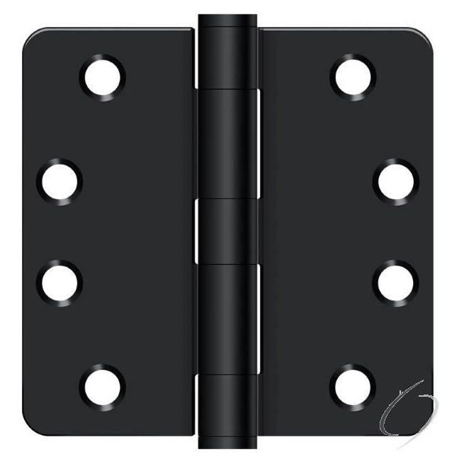 S44R4Heavy Duty1B 4" x 4" x 1/4" Radius Hinge; Heavy Duty; Flat Black Finish