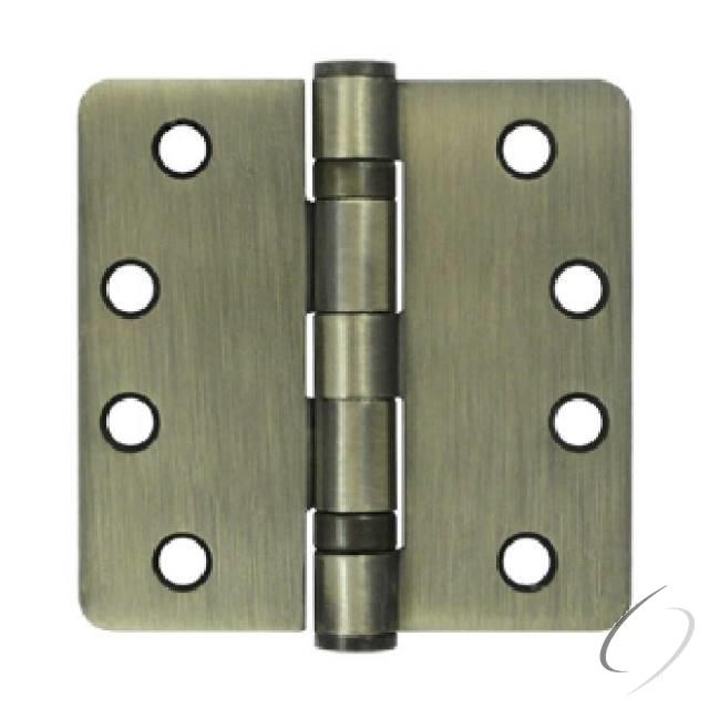 S44R4HDB5 4" x 4" x 1/4" Radius Hinge; Heavy Duty; Ball Bearings; Antique Brass Finish