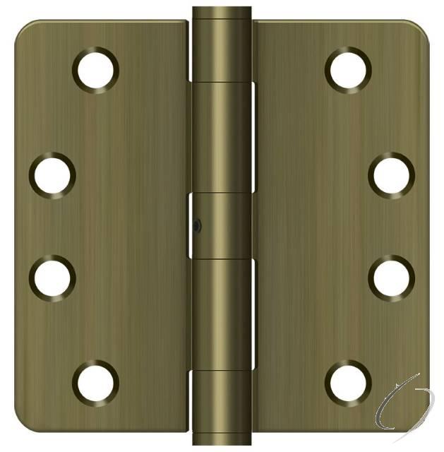 S44R4Heavy DutyN5 4" x 4" x 1/4" Radius Hinge; Heavy Duty; Antique Brass Finish