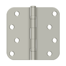 S44R514 4" x 4" x 5/8" Radius Hinge; Bright Nickel Finish