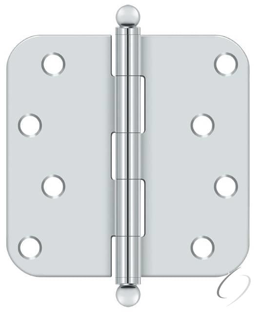 S44R526-BT 4" x 4" x 5/8" Radius Hinge; with Ball Tips; Bright Chrome Finish