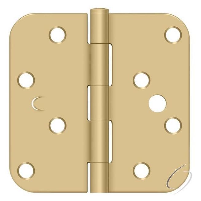 S44R54BMS 4" x 4" x 5/8" Radius Hinge; Bench Mark; Security; Satin Brass Finish