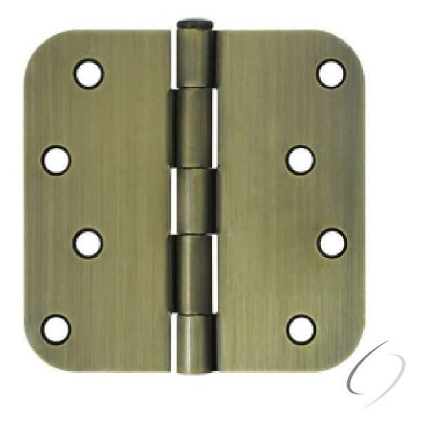 S44R55 4" x 4" x 5/8" Radius Hinge; Antique Brass Finish