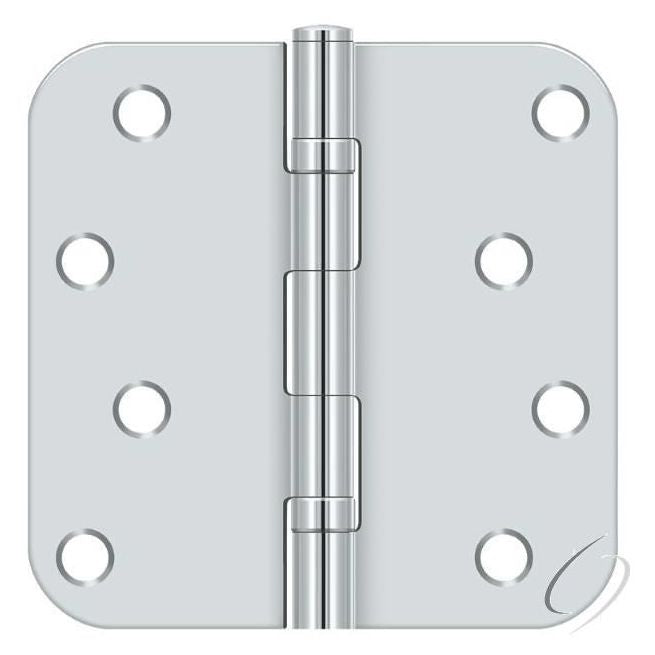 S44R5BB26 4" x 4" x 5/8" Radius Hinge; Ball Bearings; Bright Chrome Finish
