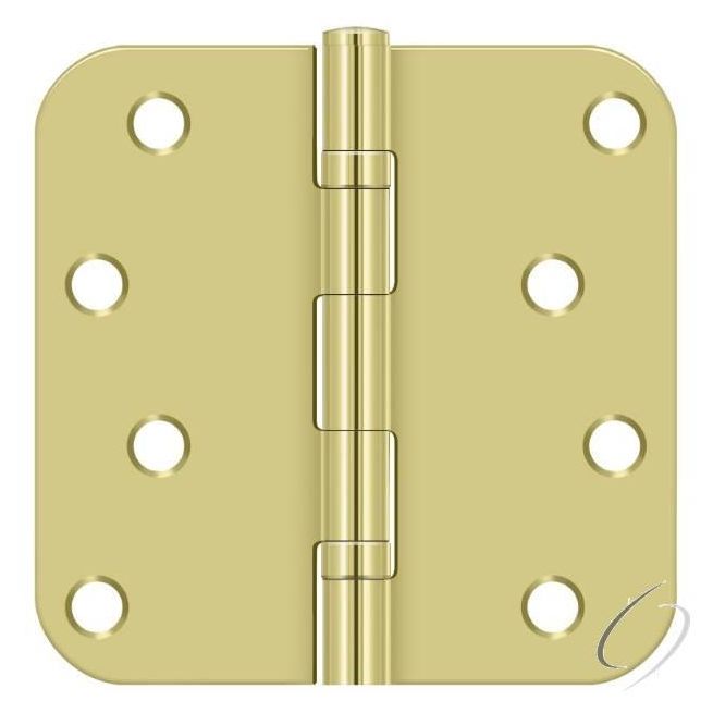 S44R5BB3 4" x 4" x 5/8" Radius Hinge; Ball Bearings; Bright Brass Finish
