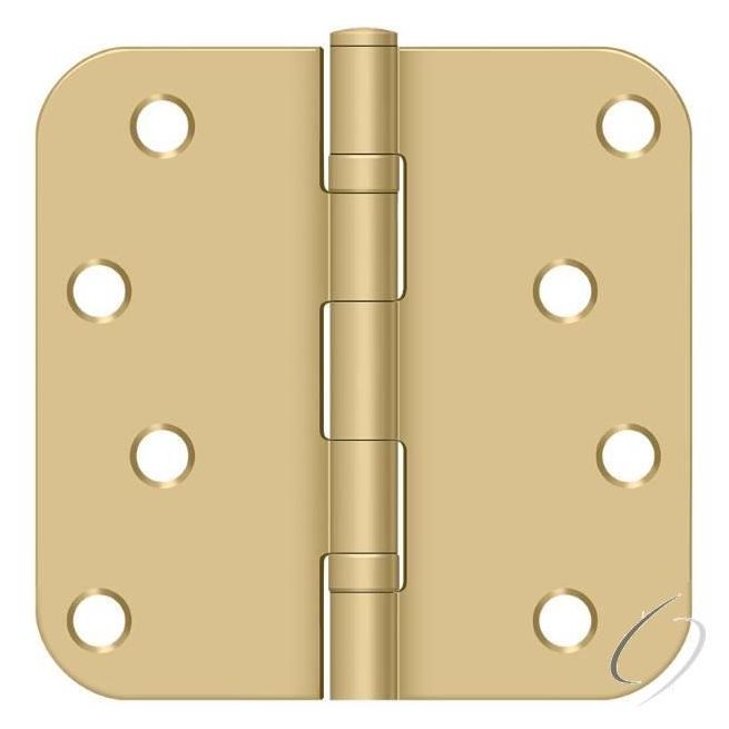 S44R5BB4 4" x 4" x 5/8" Radius Hinge; Ball Bearings; Satin Brass Finish