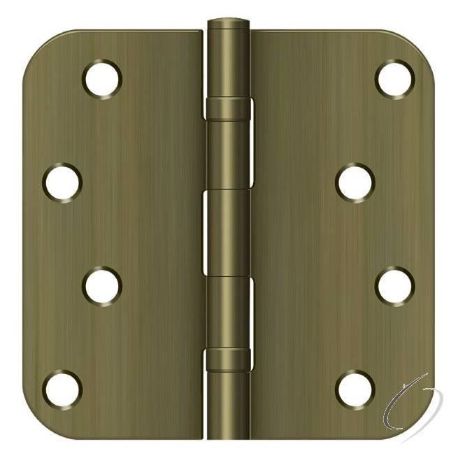 S44R5BB5 4" x 4" x 5/8" Radius Hinge; Ball Bearings; Antique Brass Finish