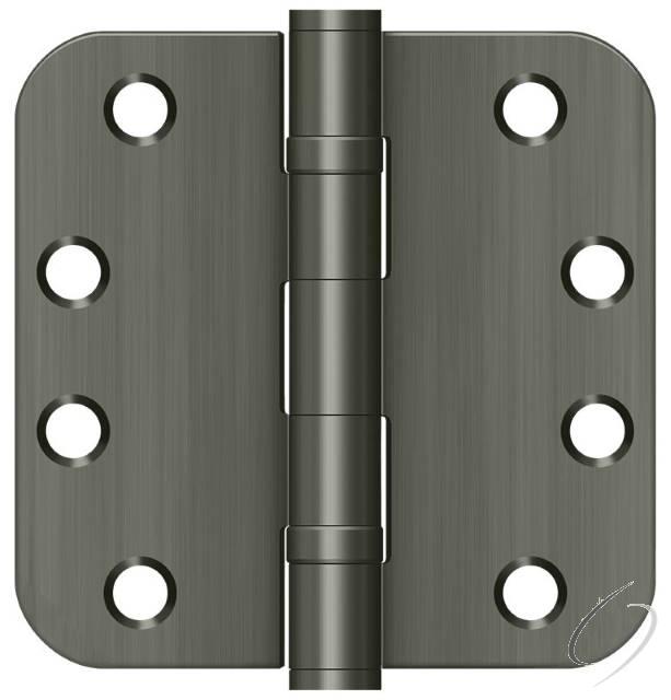 S44R5HDB15A 4" x 4" x 5/8" Radius Hinge; Heavy Duty; Ball Bearings; Antique Nickel Finish