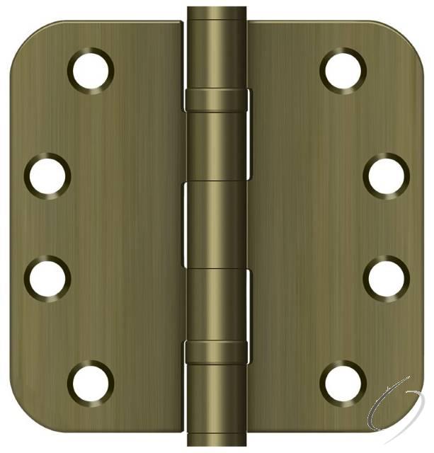 S44R5HDB5 4" x 4" x 5/8" Radius Hinge; Heavy Duty; Ball Bearings; Antique Brass Finish