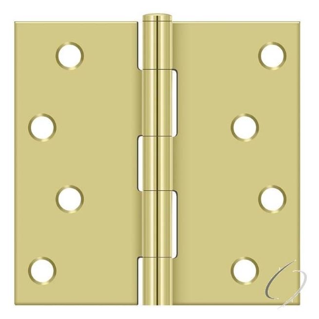 S44U3-R 4" x 4" Square Hinge; Bright Brass Finish