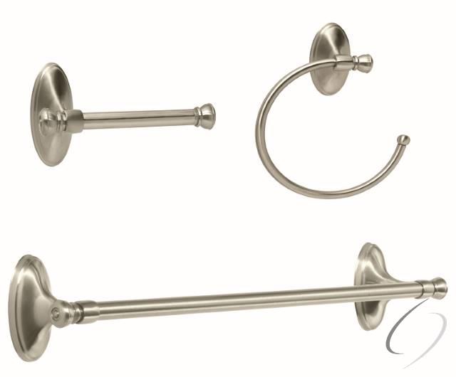 SAYBROOKG101 Bathroom Kit with BH26530G10 Tissue Roll Holder BH26531G10 Towel Ring BH26533G10 Towel Bar Satin Nickel Finish