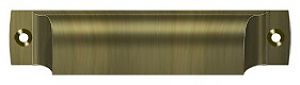SHP40U5 4" Rectangular Shell Pull Antique Brass Finish