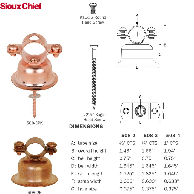 Sioux Chief 508-4 - 1" CTS Bell Hanger