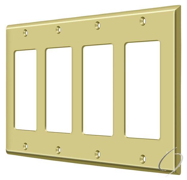 SWP4744U3 Switch Plate; Quadruple Rocker; Bright Brass Finish