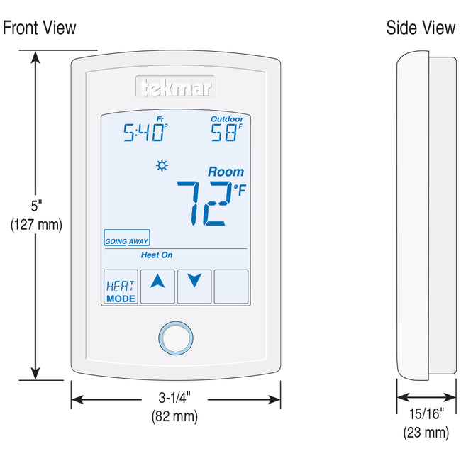 552 - Programmable tekmarNet Hydronic System Thermostat - One Stage Heat