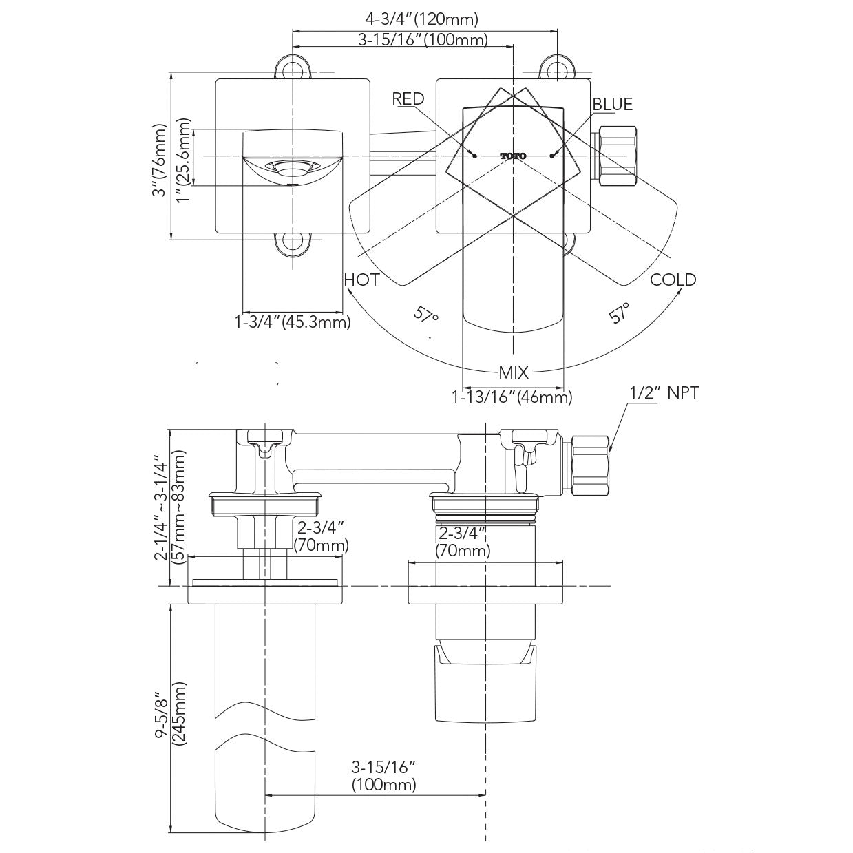 Toto TLG02311U#CP - 1.2 GPM Single Handle Wall Mounted Bathroom Faucet with Comfort Glide- Chrome