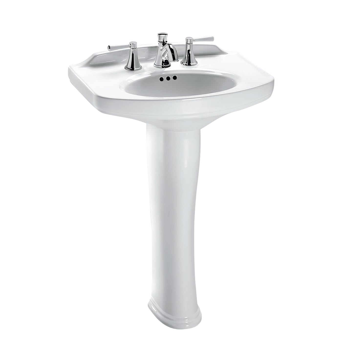 Toto LPT642.4#01 - Dartmouth 24-1/4" Pedestal Bathroom Sink with 3 Faucet Holes Drilled,4"Faucet Centers and Overflow-Cotton