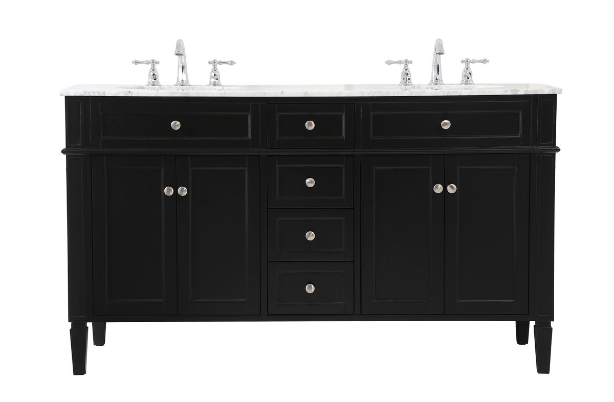 VF12560DBK 60" Double Bathroom Vanity in Black