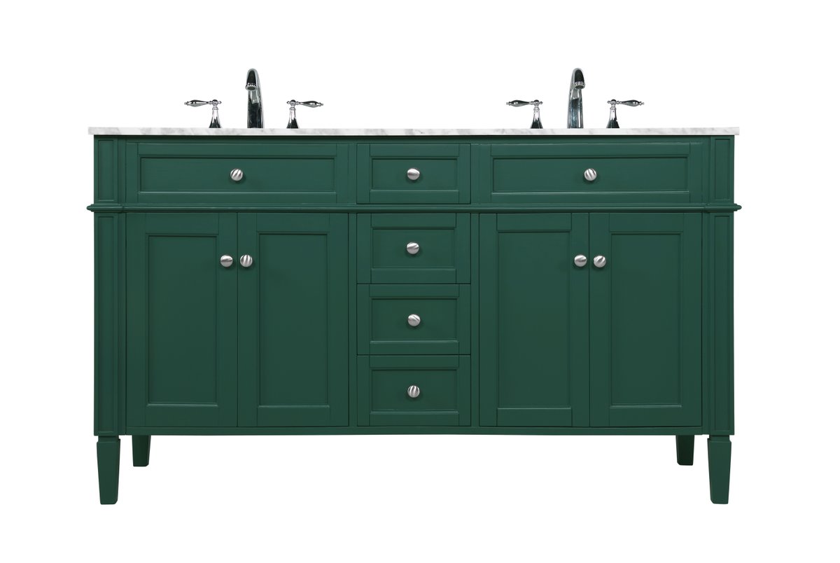 VF12560DGN 60" Double Bathroom Vanity in Green