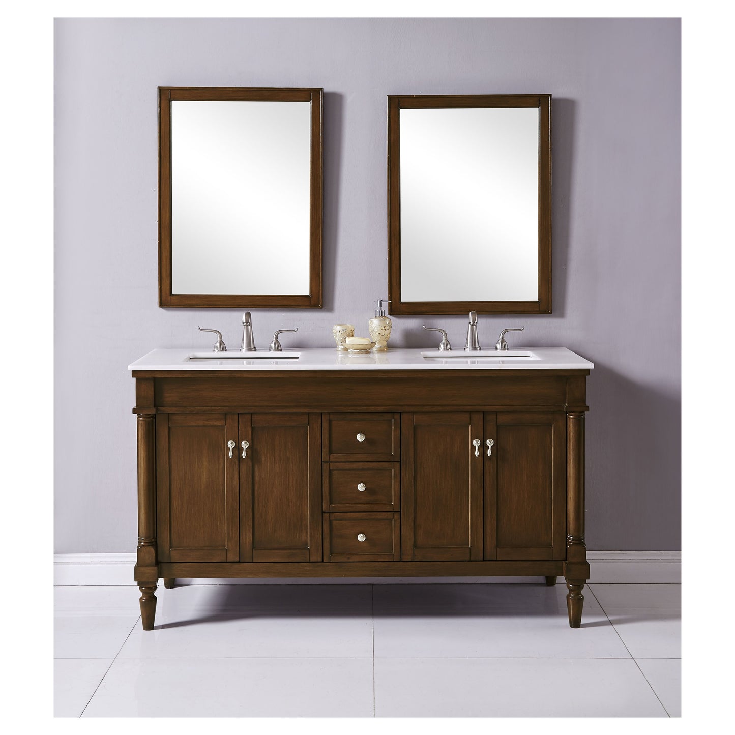 VF13060DWT 60" Single Bathroom Vanity Set in Walnut
